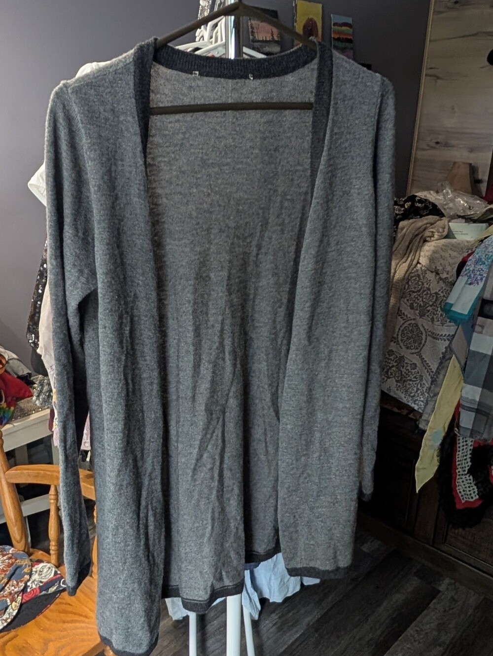 Lightweight Open-Front Gray Women's Cardigan Sweater